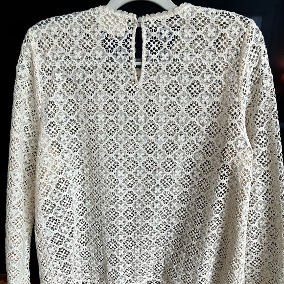 Sezane Lova Ecru Lace Guipure Long-Sleeve Blouse, in Beige, Size 8 (40), Like Ne - Picture 3 of 3